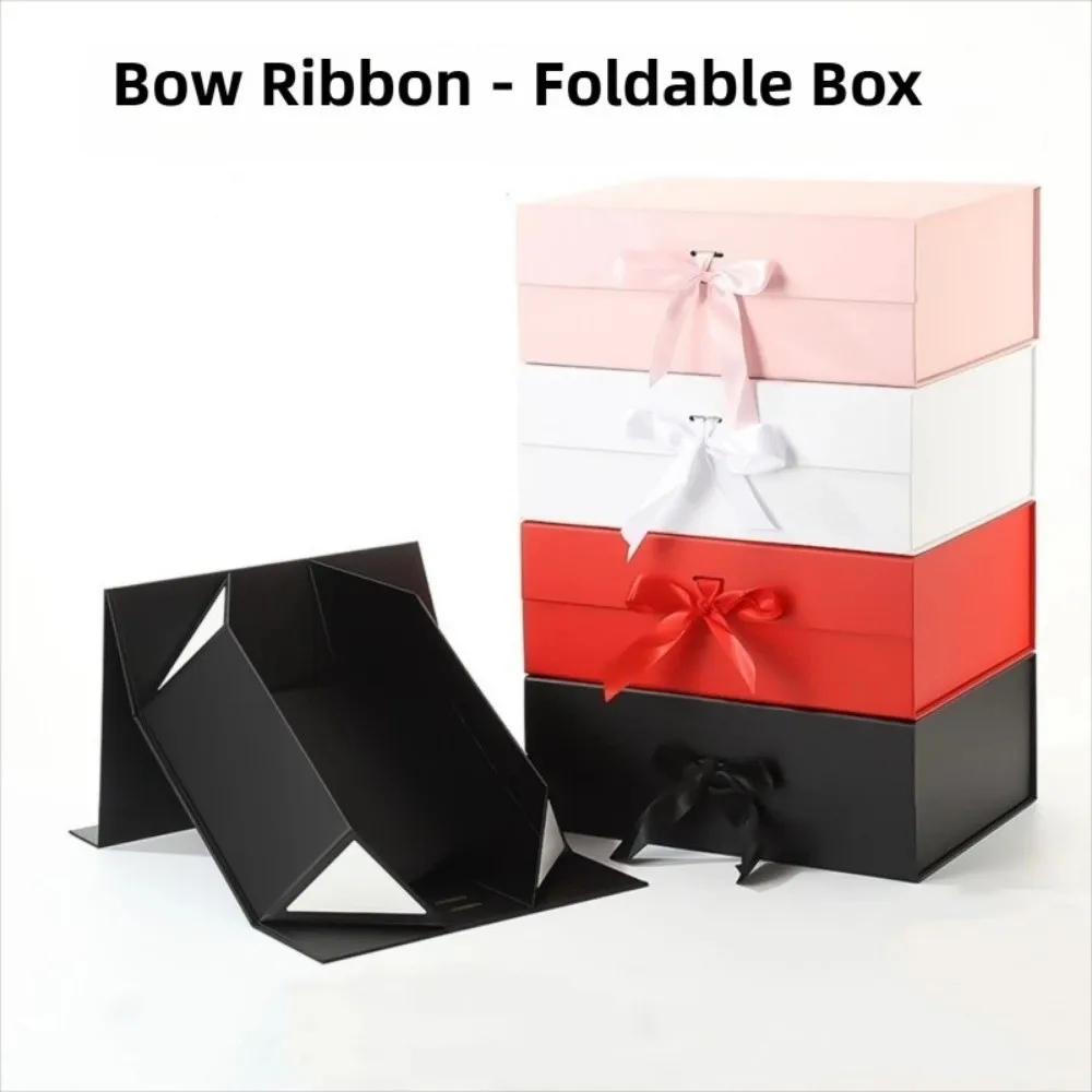 Modische Faltbare Geschenkbox mit Schleife Einteilige Klappbox Große Leere Box in Verschiedenen Farben und Größen Verpackungsbox für Partys und Valentinstag