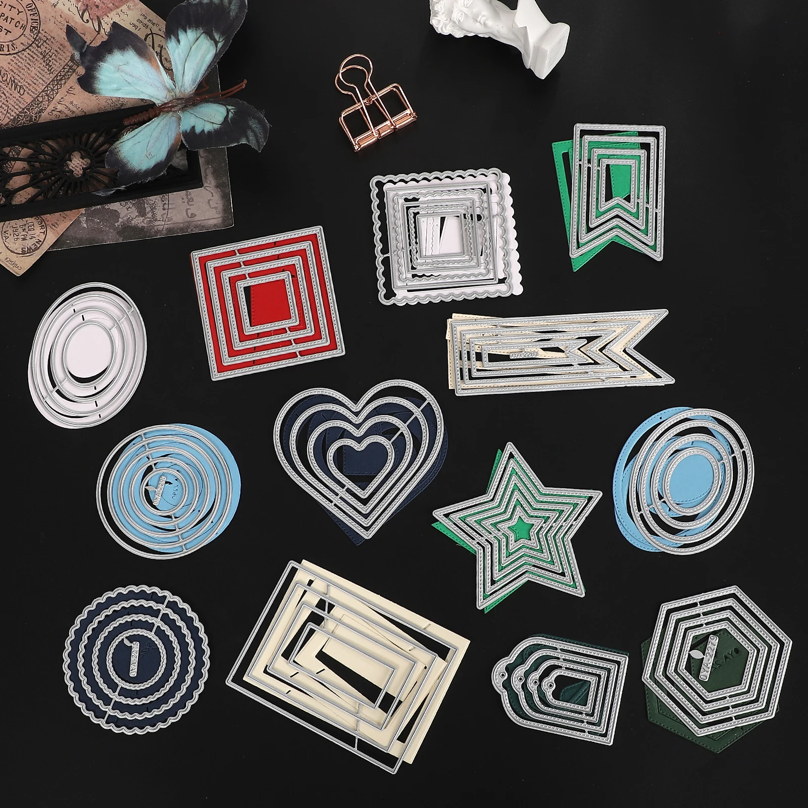 إطار قاعدة عتيق، حدود مجوفة، قالب قطع المناظر الطبيعية الهندسية، مواد مجلة إبداعية ذاتية الصنع، مستلزمات الطلاب، أدوات مكتبية