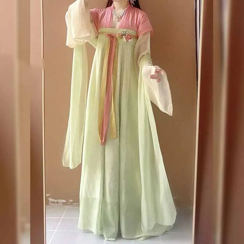 

Платье Ханьфу больших размеров 10XL для девочек (до 140 кг), карнавальный костюм для косплея, китайское розовое летнее платье Ханьфу, костюм Тан для женщин