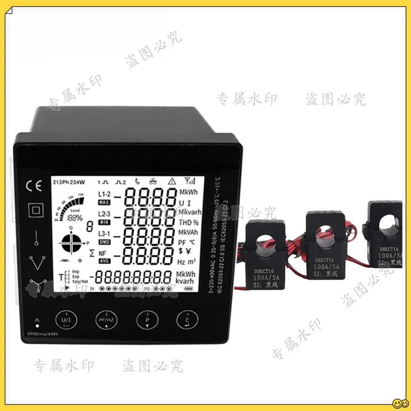 

Multi-function Power Panel 3 Phase Energy Meter Smart Multi-Rate 96*96mm RS485 Modbus RTU With Current Transformer 5A CT Connect