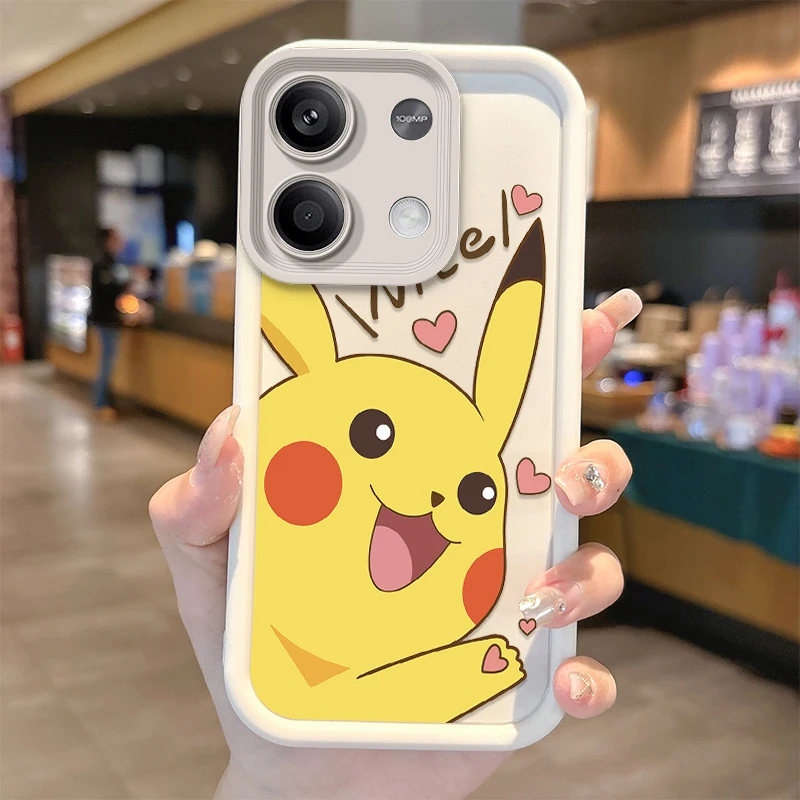 Lovely Pokémon Pikachu Phone Case For Redmi Note 13 12 Pro Plus 5G Note 13 12 11 10 9 Pro 12C 10C 9C A2 A1 Shockproof Back Cover