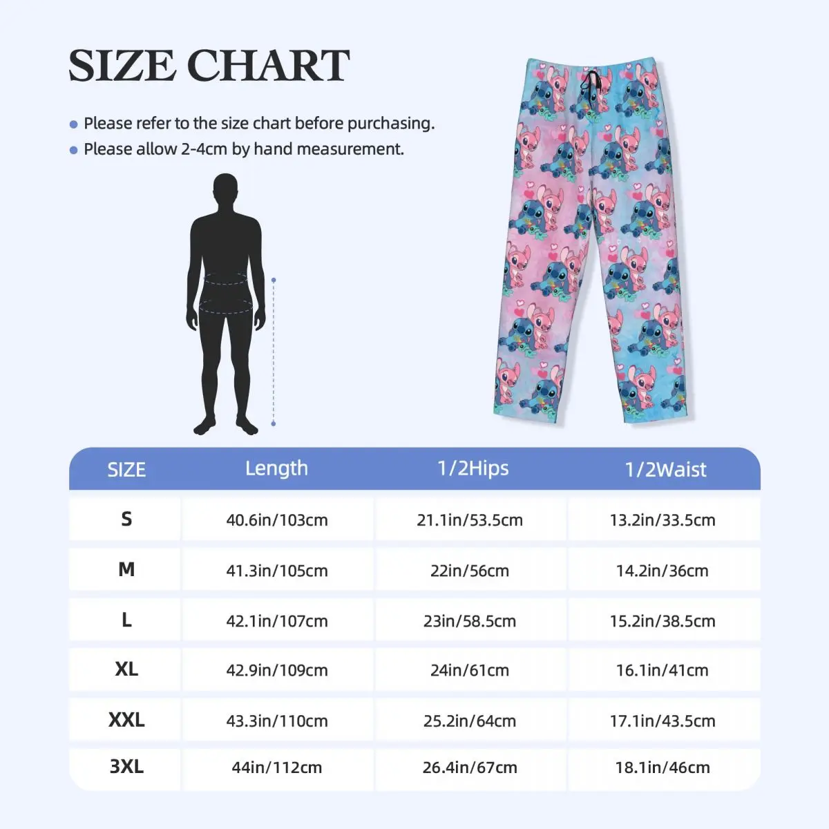 Men's Stitch Angel Pajama Pants Custom Print  Anime Sleep Sleepwear Bottoms with Pockets