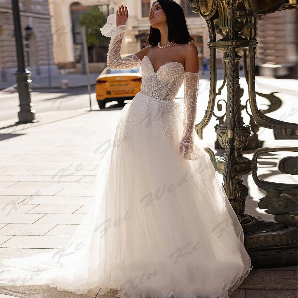 

Luxury Pretty Wedding Dresses Illusion Sexy Mermaid Off Shoulder Long Sleeves Simple Fluffy Princess Style Mopping Bride Gowns