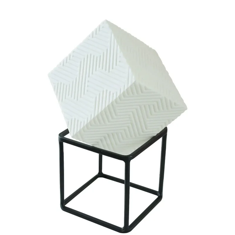 

Square ceramic night light USB light charging atmosphere luxury bedroom creative modern ornament cube