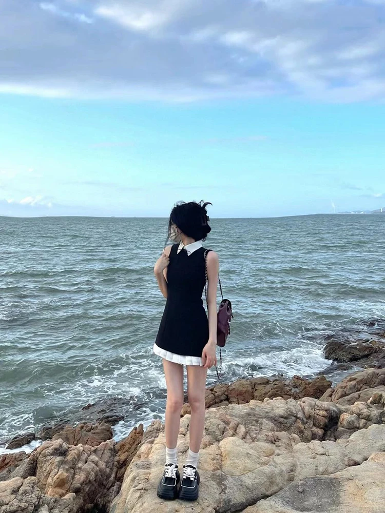 Bla A-Line Dr con design ingombrante in vita Svel Gonna a pois Coreano Sle Pendolarismo Colore puro Nuovo arrivo estivo