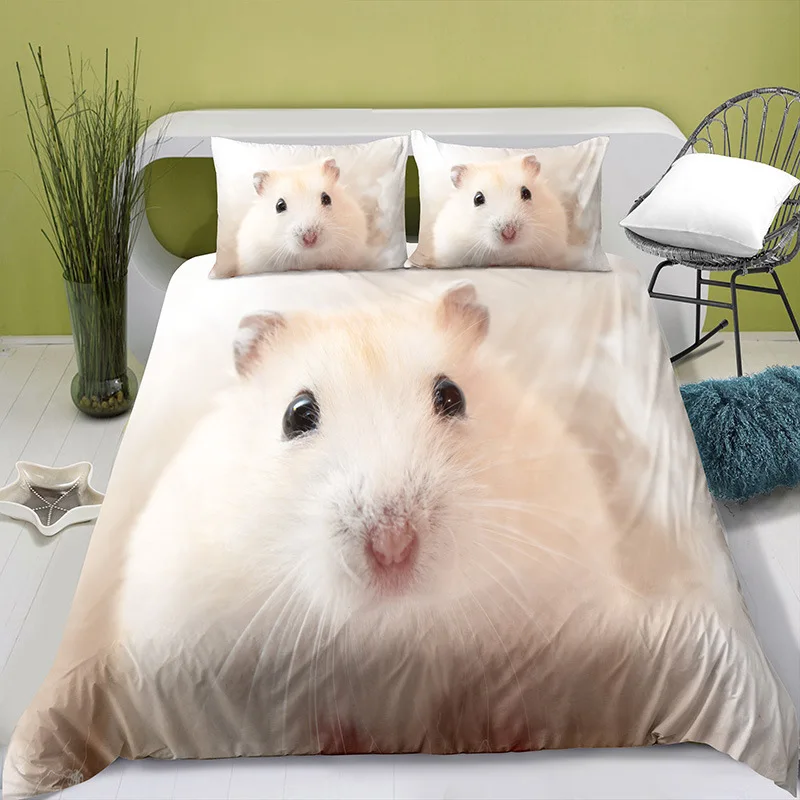 

3D Anime Cute Hamster Bedding Set - Available in Single, Twin, Full, Queen and King Sizes, Ideal for Adult and Kid Bedrooms