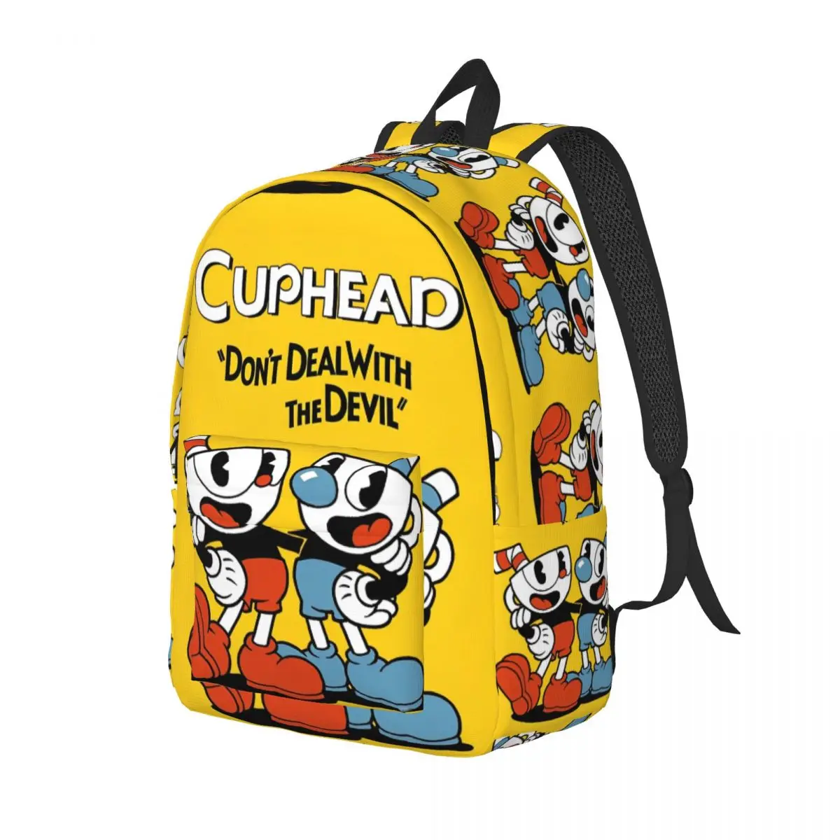 Cuphead Backpack for Kindergarten Primary School Student Great Retro Game Bookbag Boy Girl Kids Canvas Daypack Hiking