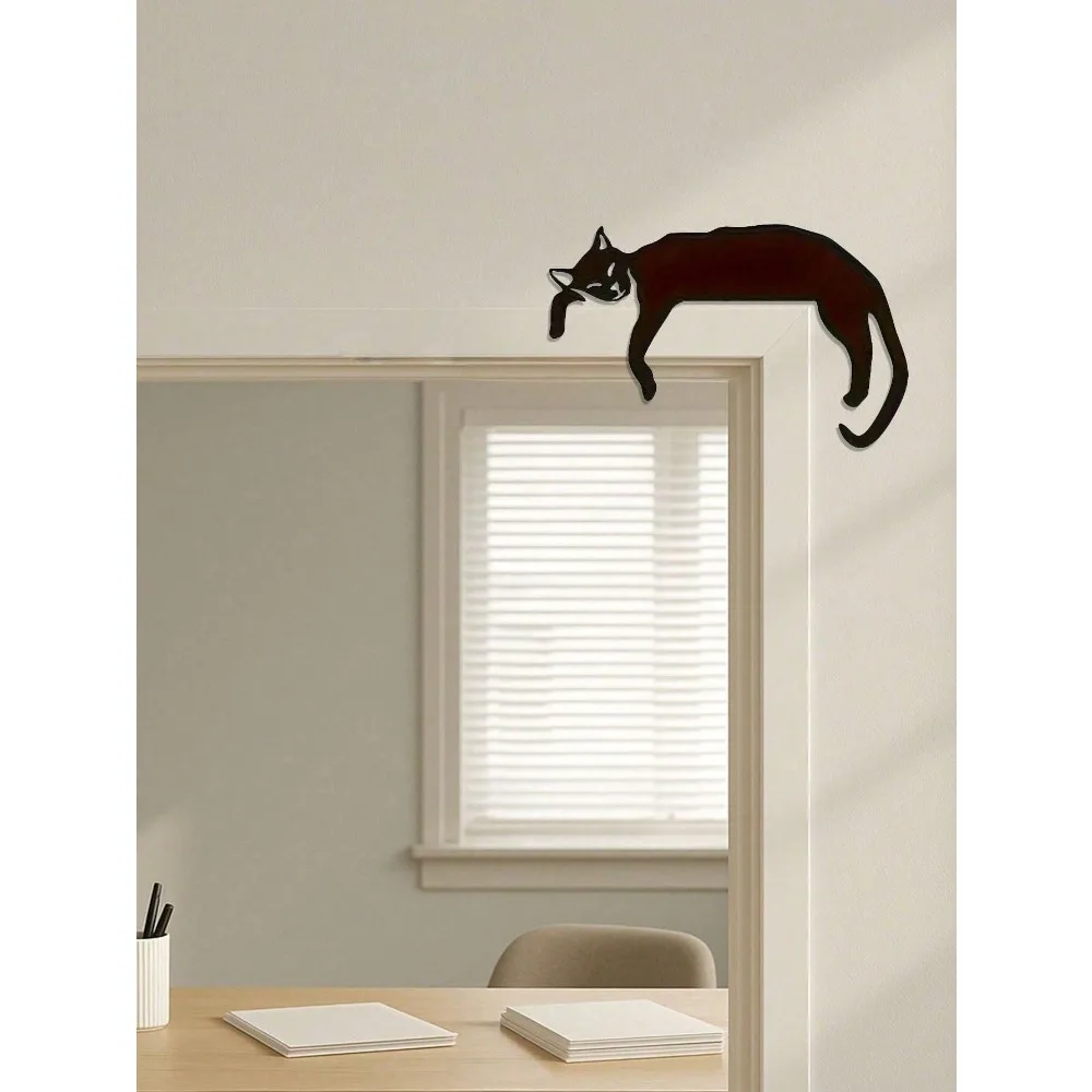 Vintage Black Cat Metal Wall Art, Gothic Aluminum Decoration for Living Room Bedroom, Boho Hanging Sign for Home Gift