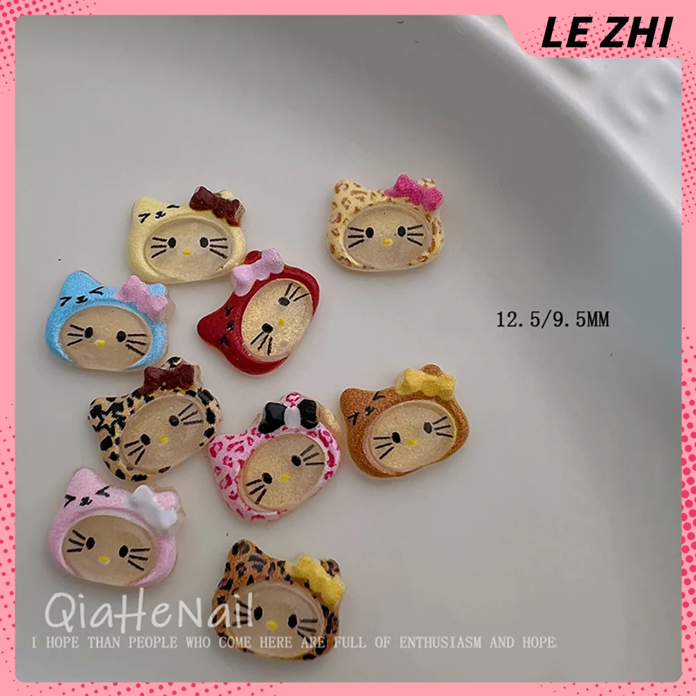 20 個メイラード漫画ハローキティカラフルな透明ネイルアートデコラかわいいちょう結びヒョウ柄ヘッドギアナイルパーティーステッカー