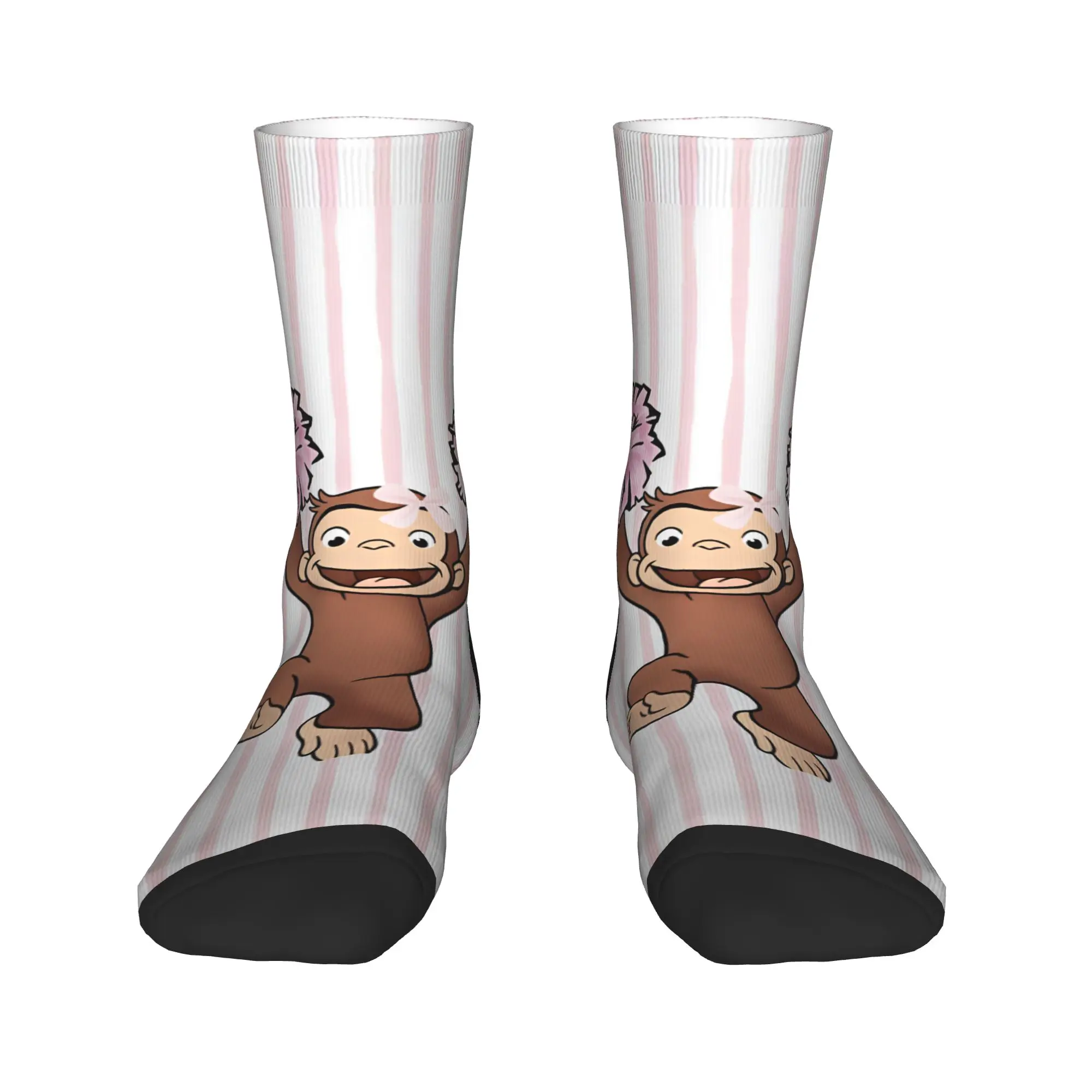 Curious George Monkey Socks Autumn  Stockings Funny Men's Soft Socks Custom Climbing Anti Bacterial Socks