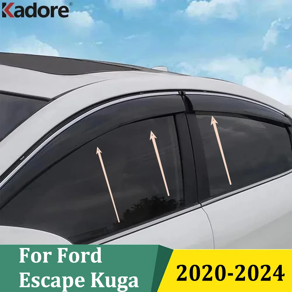 

For Ford Kuga Escape 2020-2023 2024 Window Visor Door Rain Sun Shield Side Windows Cover Trim Car Sticker Exterior Accessories