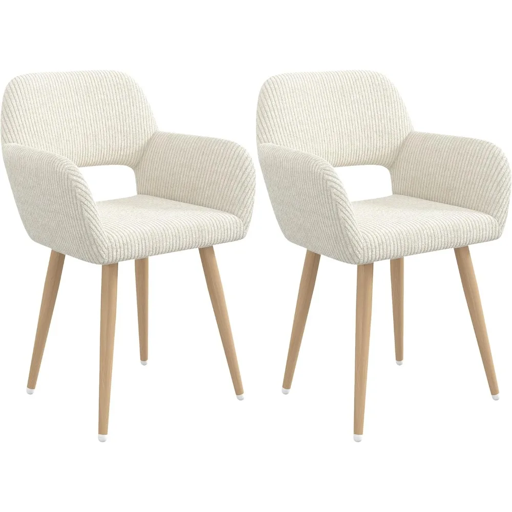 

home office desk chair set of 2, corduroy fabric vanity chair for makeup with hollow backrest, comfy armchair wood frame with st