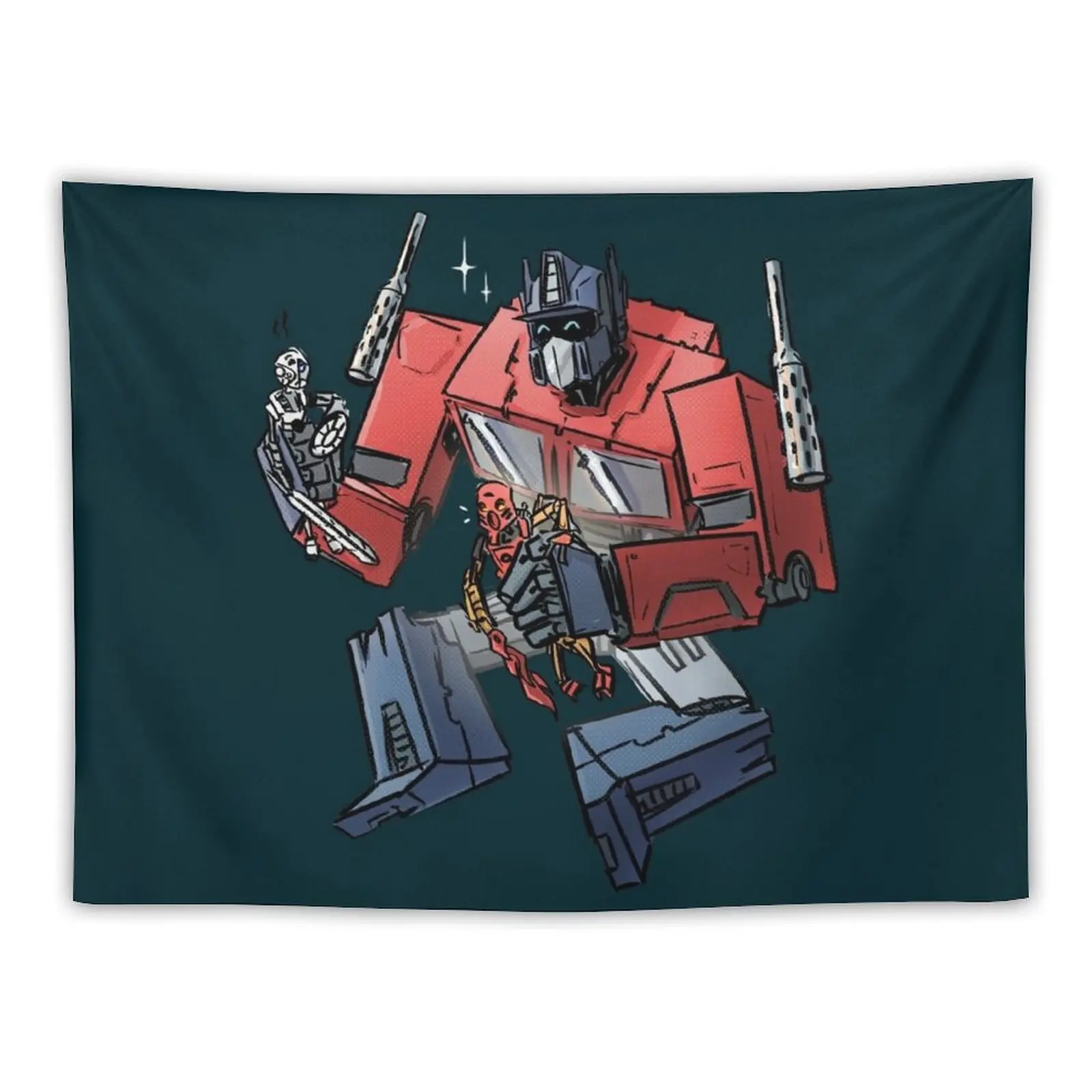 Optimus plays with Bionicles Tapestry Aesthetic Room Decoration Home Decorating Decoration For Rooms Tapestry