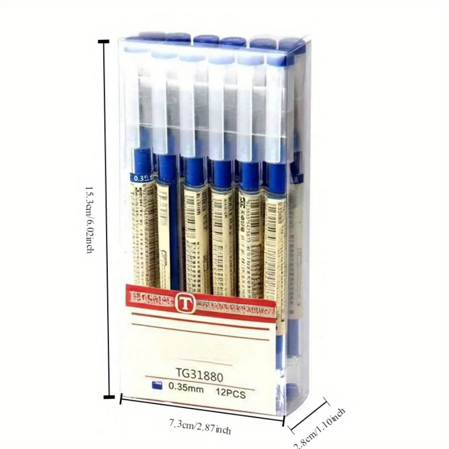 12 일본 고급 젤 펜, 0.35mm 젤 잉크 롤러 볼펜, 플라스틱 소재, 학교 및 사무실 사용에 적합, 부드러운 쓰기
