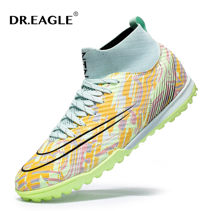 

DR.EAGLE Men High Ankle Soccer Shoes Non-Slip Football Boots Professional Adult Training Footwear Outdoor Grass Cleats Sneakers