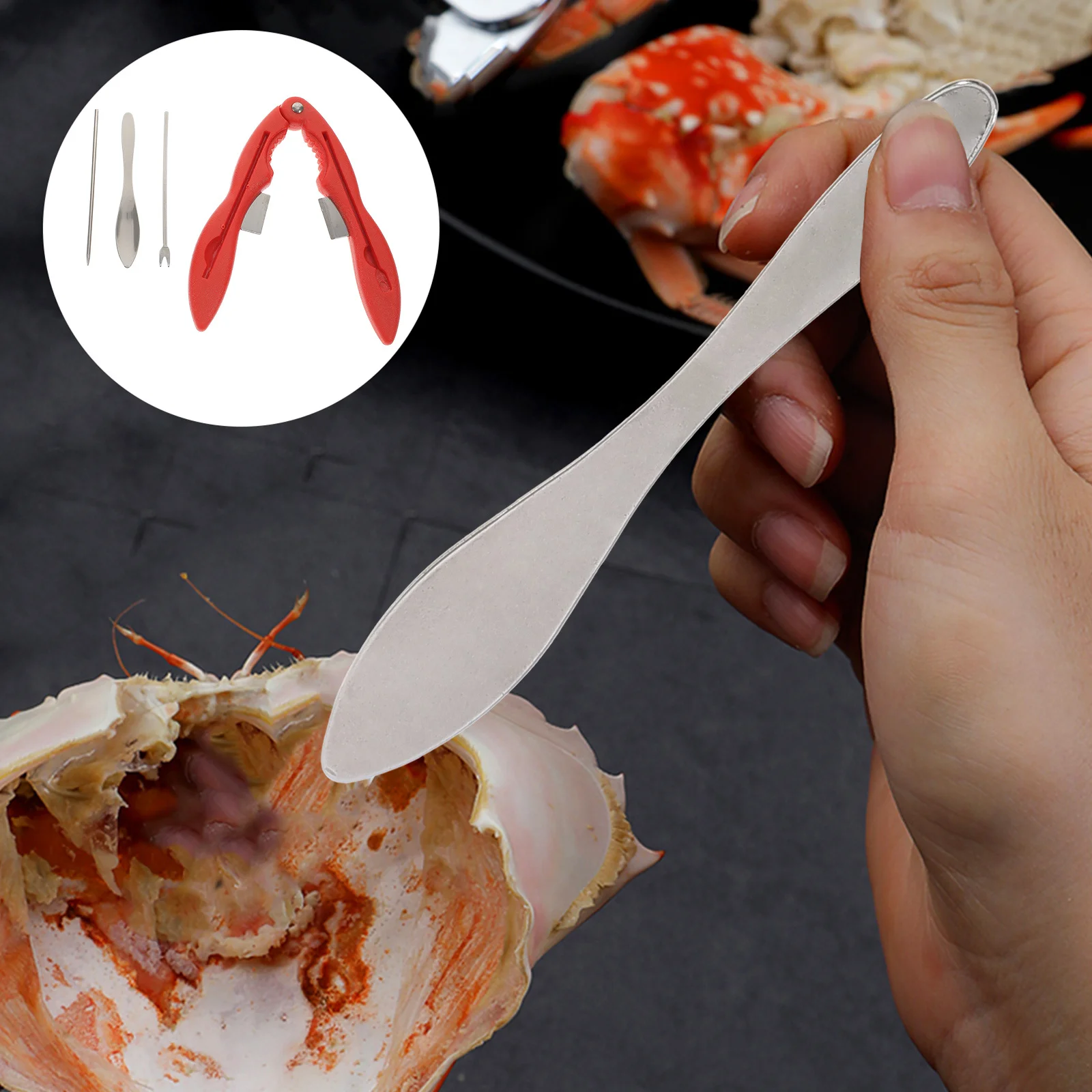 

1 Set Stainless Steel Crab Tools Kit Seafood Crackers Picks Forks Kitchen Utensils Party Supplies Lobster Claw Cracker Metal