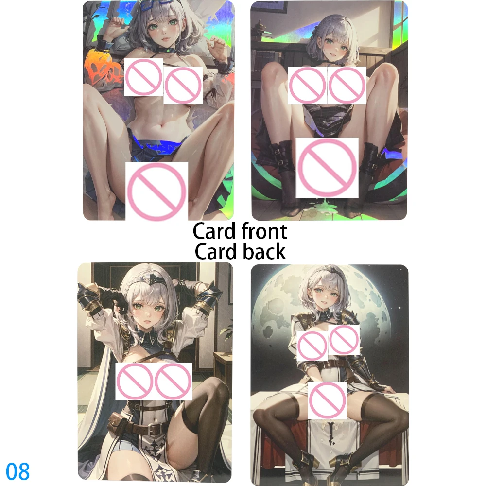 2pcs/set Anime Hololive Shirogane Noel Sexy Nude Cards Refractive Color Flash Naked Big Chested Beauty Collection Card 63*88mm