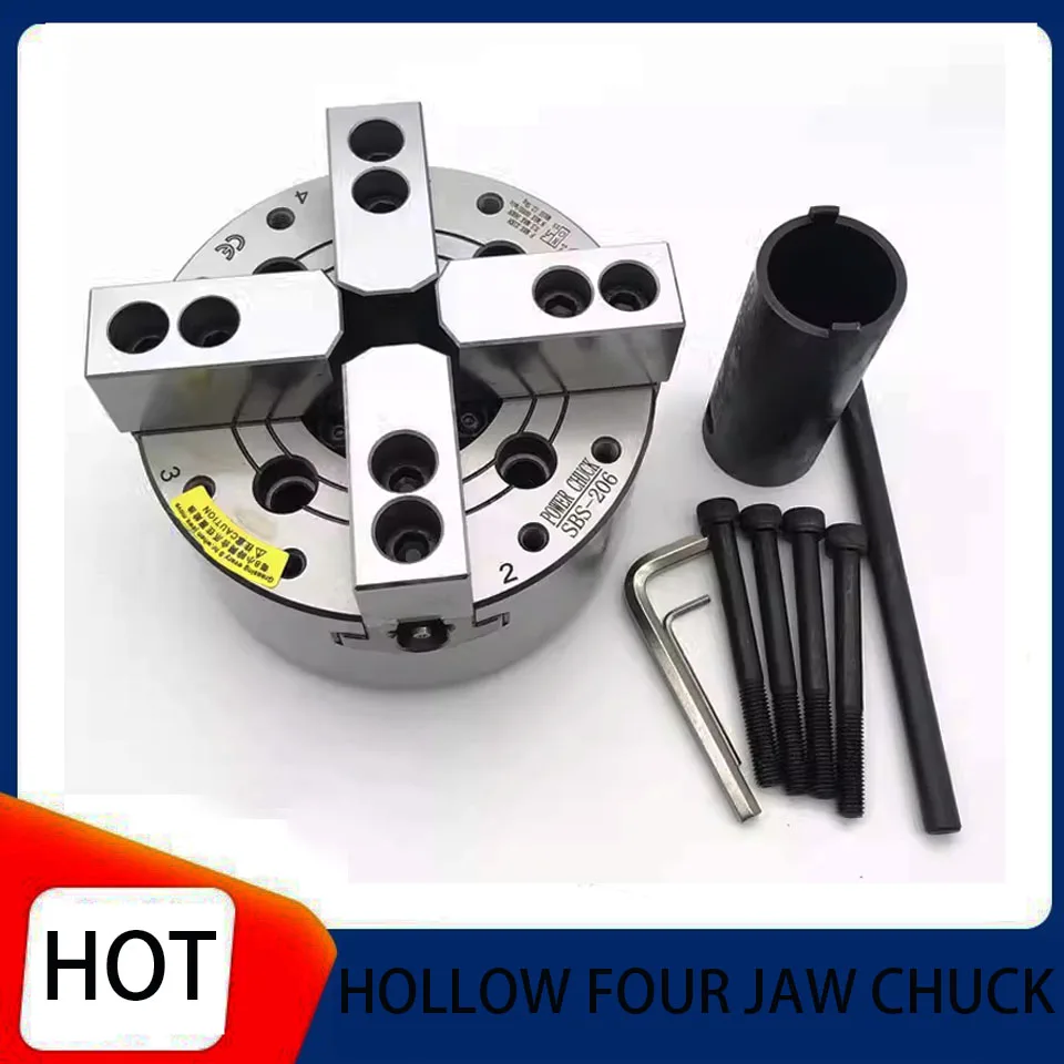 Standard hydraulic chuck hollow four jaw chuck hydraulic power chuck 5/6/8/10/12/15 inch large through-hole chuck