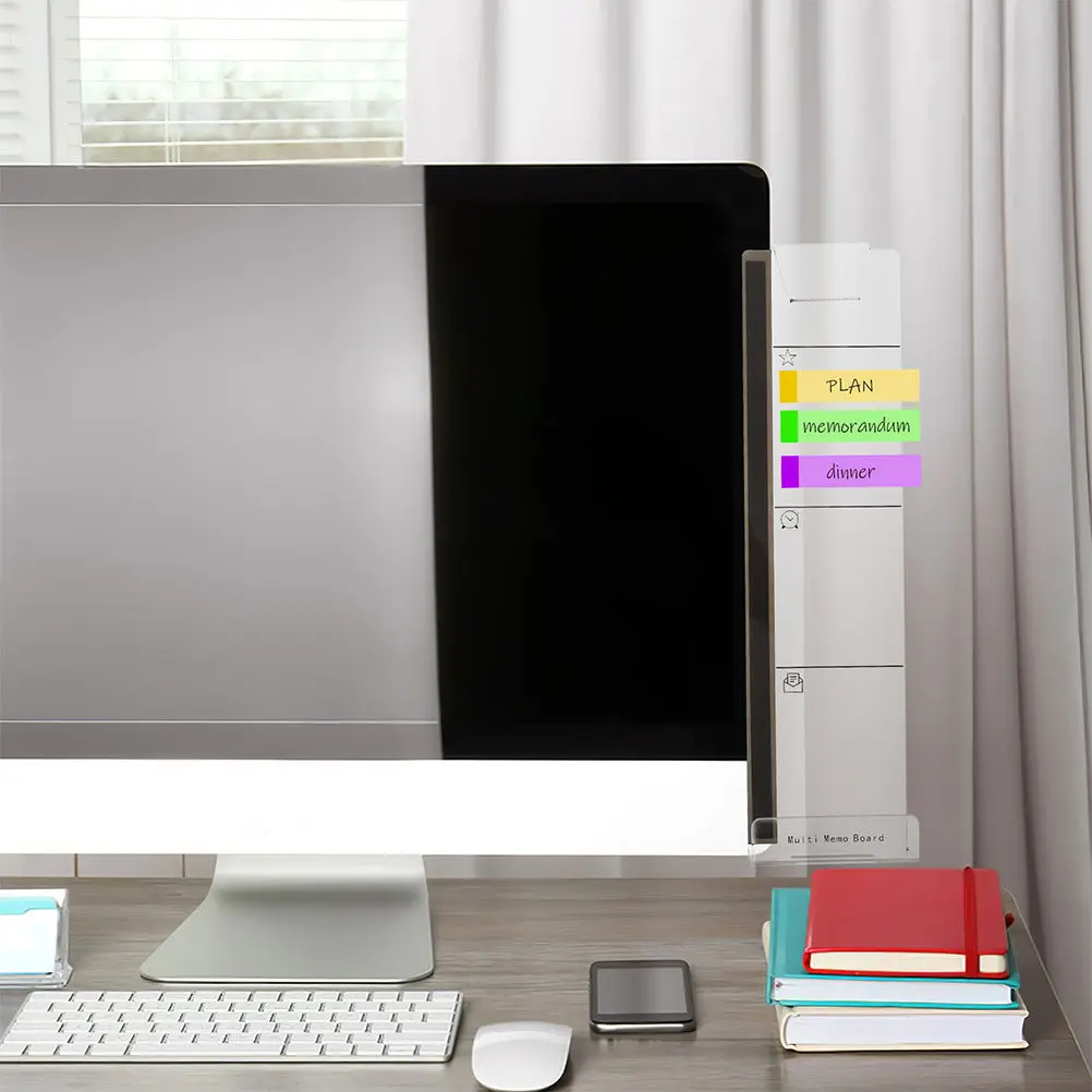 3Pcs Monitor Side Panel Memo Board Acrylic Desktop Note Memo Board for Computer Screen Office Home Desk Organization Tool