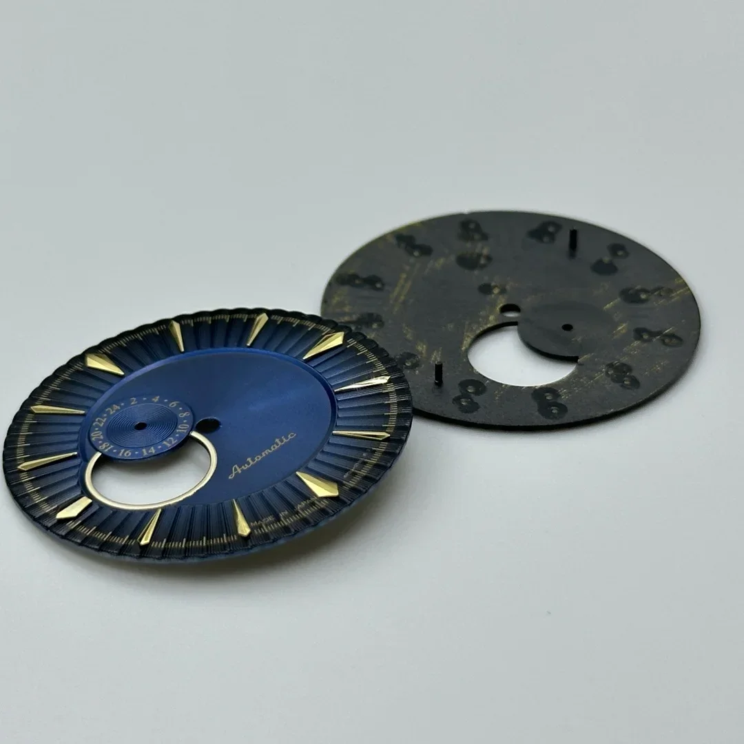 2025 Creative Cocktail Radial Texture Small Date Watch Dial Suitable for NH35/39 Movement Silver Gold Claw Markers Mod Parts