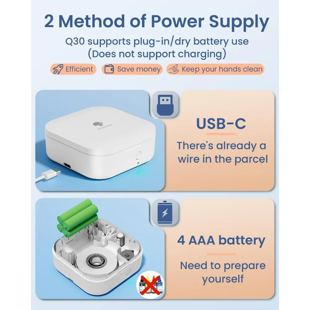 Phomemo Q30 etiqueta impressora da etiqueta, bolso sem fio, Handheld etiqueta térmica, Estudo marcador, Similar as D11 D110 D101