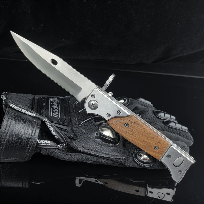 Military AK47 Tactical Folding Knife 440C Steel Blade Color Wood Handle EDC Combat Outdoor Self-defense Hunting EDC Tool Knives