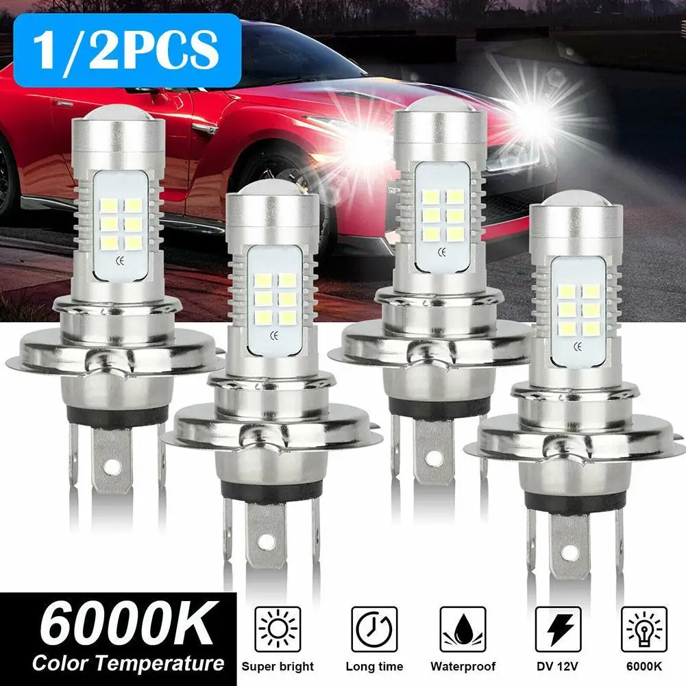 

1/2Pcs H4 9003 HB2 LED Headlight Car Fog Light Bulbs High & Low Beam Super White 6000K 15000LM 55W 12V Auto Driving Running Lamp