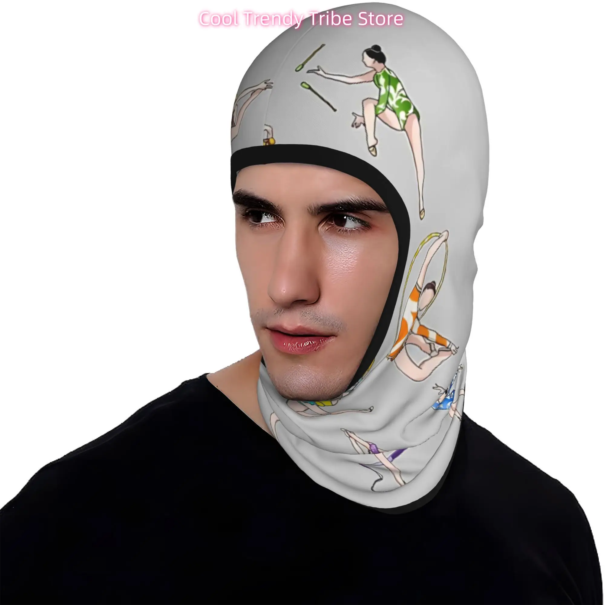 1pc Windproof Mask Rhythmic Gymnastics Positions Printed Windproof Balaclava Cycling Ski Face Cover And Neck Warmer 2D Print Des
