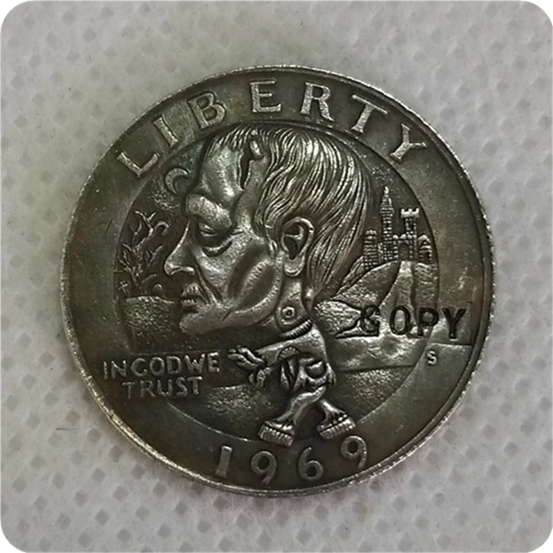 Hobo Nickel Coin 1969 Washington Quarter COIN COPY