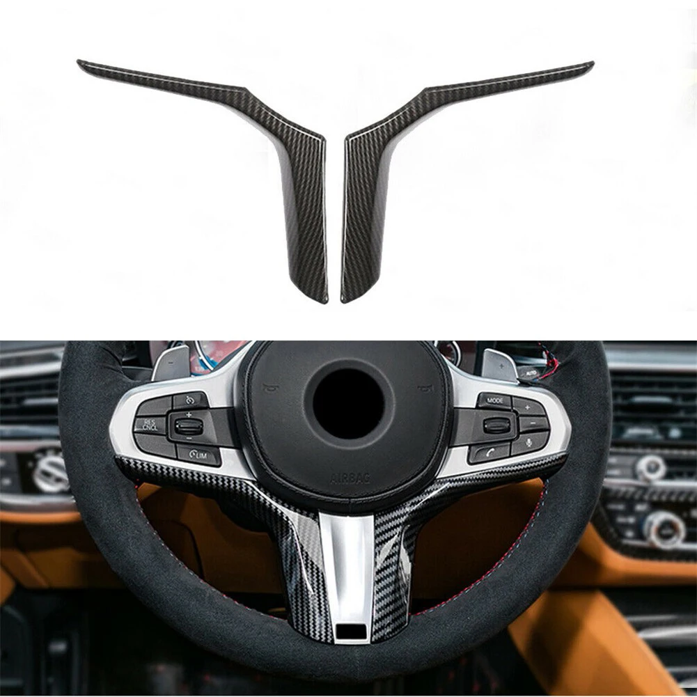 

Switch Steering Wheel Trim 2pcs set For BMW Steering Wheel Trims Accessories Carbon Fiber Anti-corrosion Switch