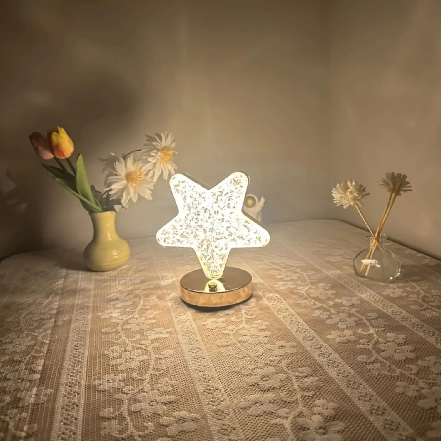 1pc LED Romantic Star Table Lamp,Simple Decoration Birthday Gift Atmosphere Lamp,Touch Night Light,Bedroom Bedside Night Light