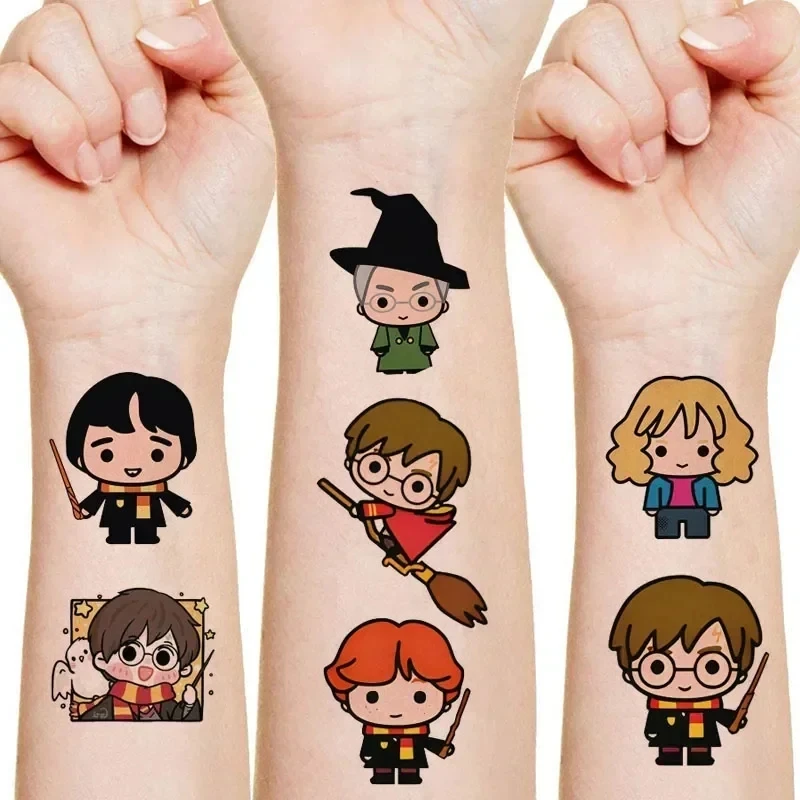 Hot Toys Harries Potters Cartoon Tattoo Stickers Children Party Supplies 3D Action Figures Peripherals Cosplay Sticker Kids Gift