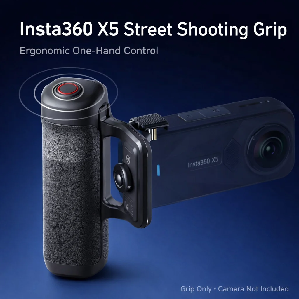For Insta360 X5 Street Shooting Grip – Turn 360 Camera into a Street Photography Tool, One-Hand Capture with Physical Shutter