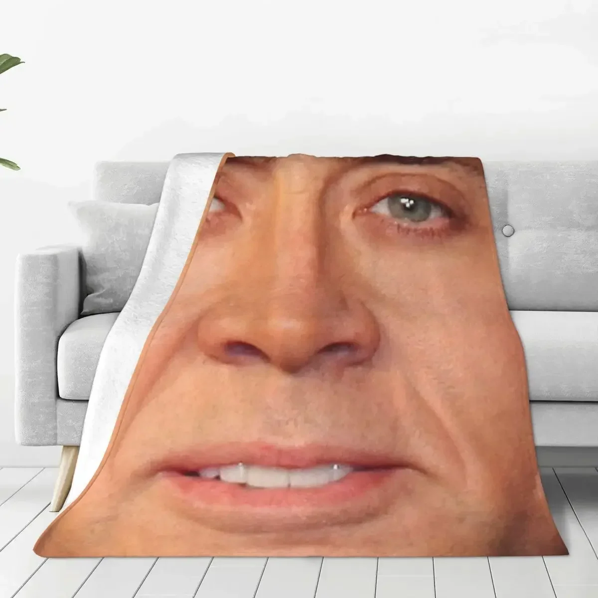 Nicolas Cage Face Blankets Wool Awesome Breathable Throw Blankets for Bedding Lounge Textile Decor