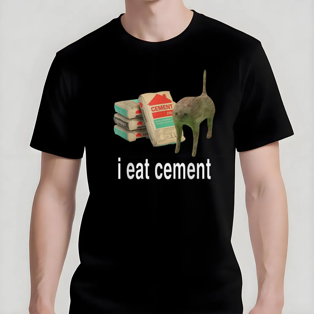 

Men's Fun Cement Cat Pattern T-shirt Novel Casual Top, Cotton Fabric, S-4XL Size, Couple's Wear, Daily Casual Wear,Limited Offer
