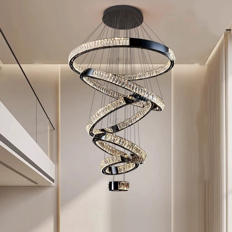 Modern Crystal stair chandelier lights indoor lighting Ceiling lamp hanging light led Chandeliers for living room indoor lightin