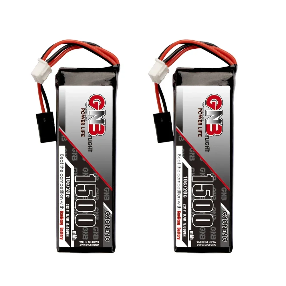 1/2PCS GaoNeng GNB 1500mAh 2S 6.4V 10C LiFePO4 LiFe Battery RX Receiver Pack With Futaba Connectors For Sanwa M12-RS MT46