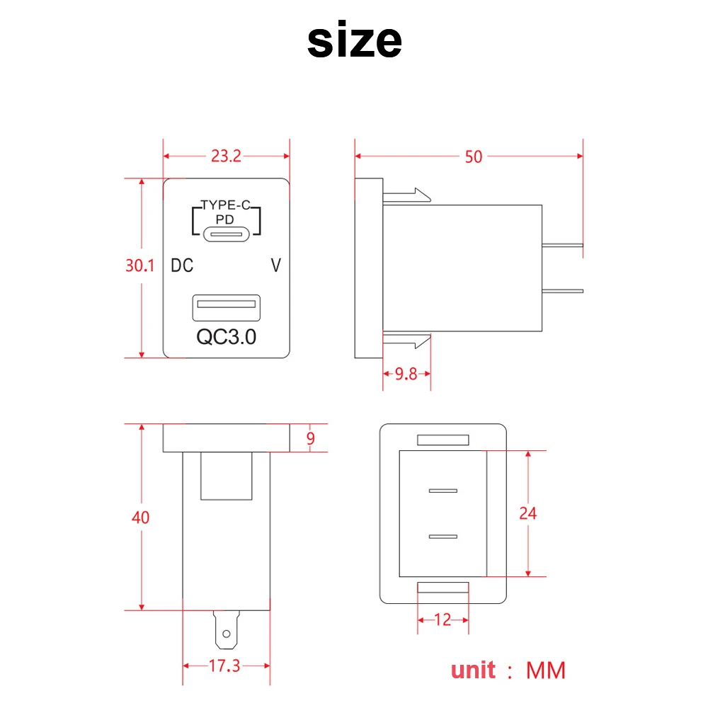 Новинка зарядное устройство для автомобиля PD Type C/QC 3,0 USB 12-24 в вольтметр стандартный автомобильный адаптер питания для Toyota Быстрая