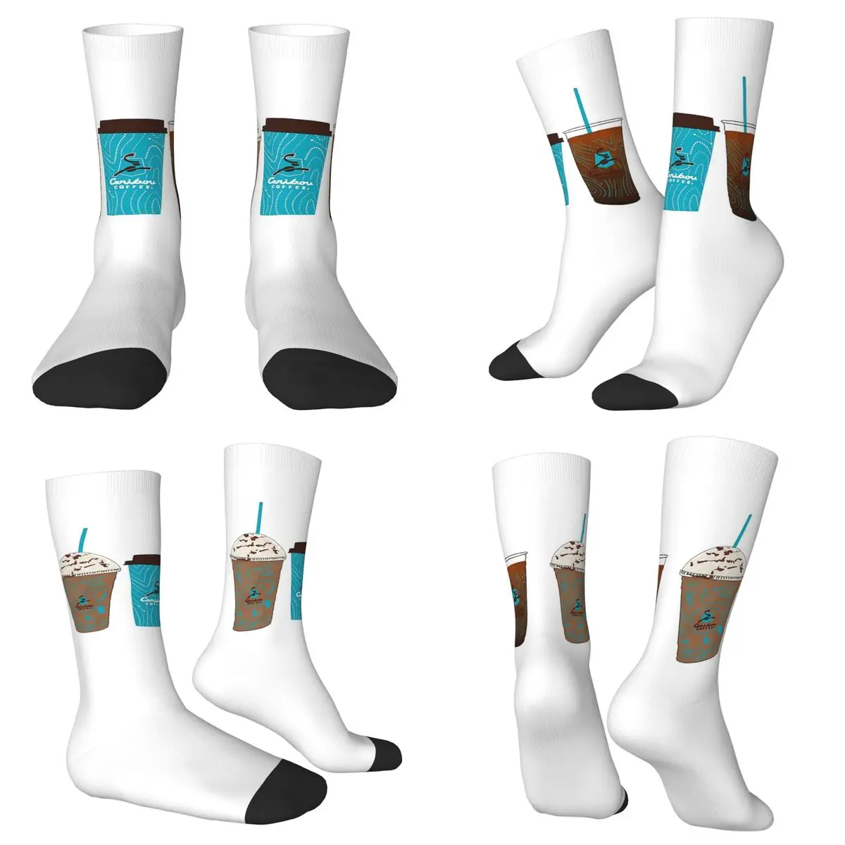 캐리부 커피 컵 양말 하라주쿠 슈퍼 소프트 스타킹 올 시즌 롱 양말 남성용 여성용 크리스마스 선물용 액세서리