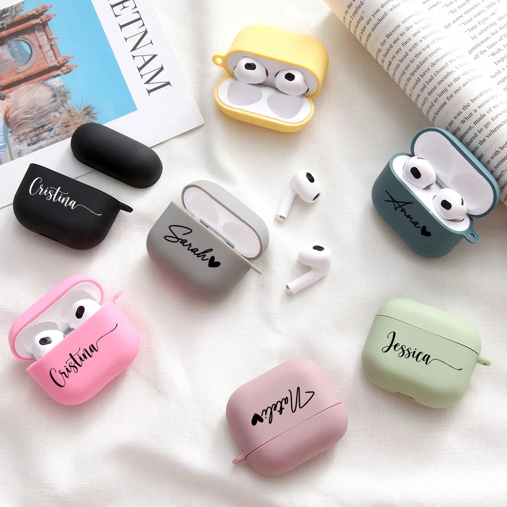 Customize Name Case for Airpods Pro2 Silicone Cover 2022 Candy Color Funda for Airpods 1 2 3th Generation Cute Air Pods Pro Case