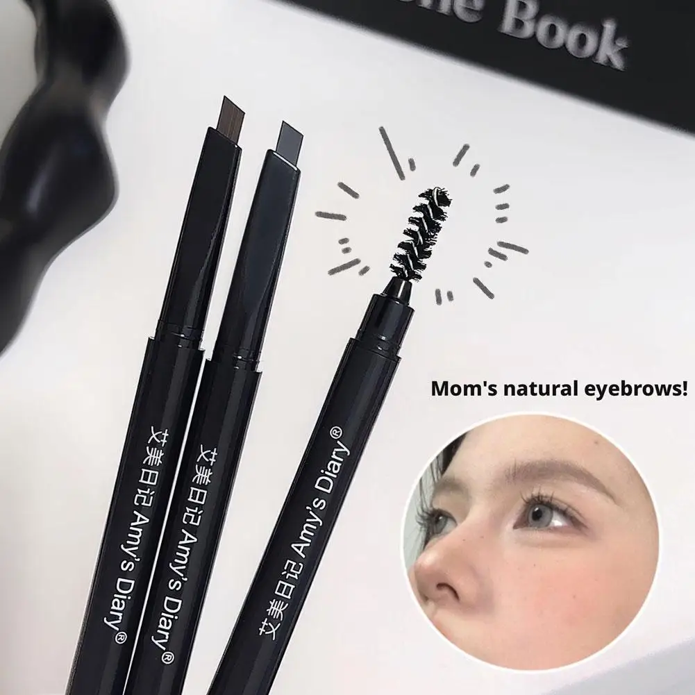 قلم حواجب صلب مزدوج الأطراف يدوم طويلاً مقاوم للماء ناعم غير لامع للحواجب البرية قلم وشم مكياج تجميل العين #4