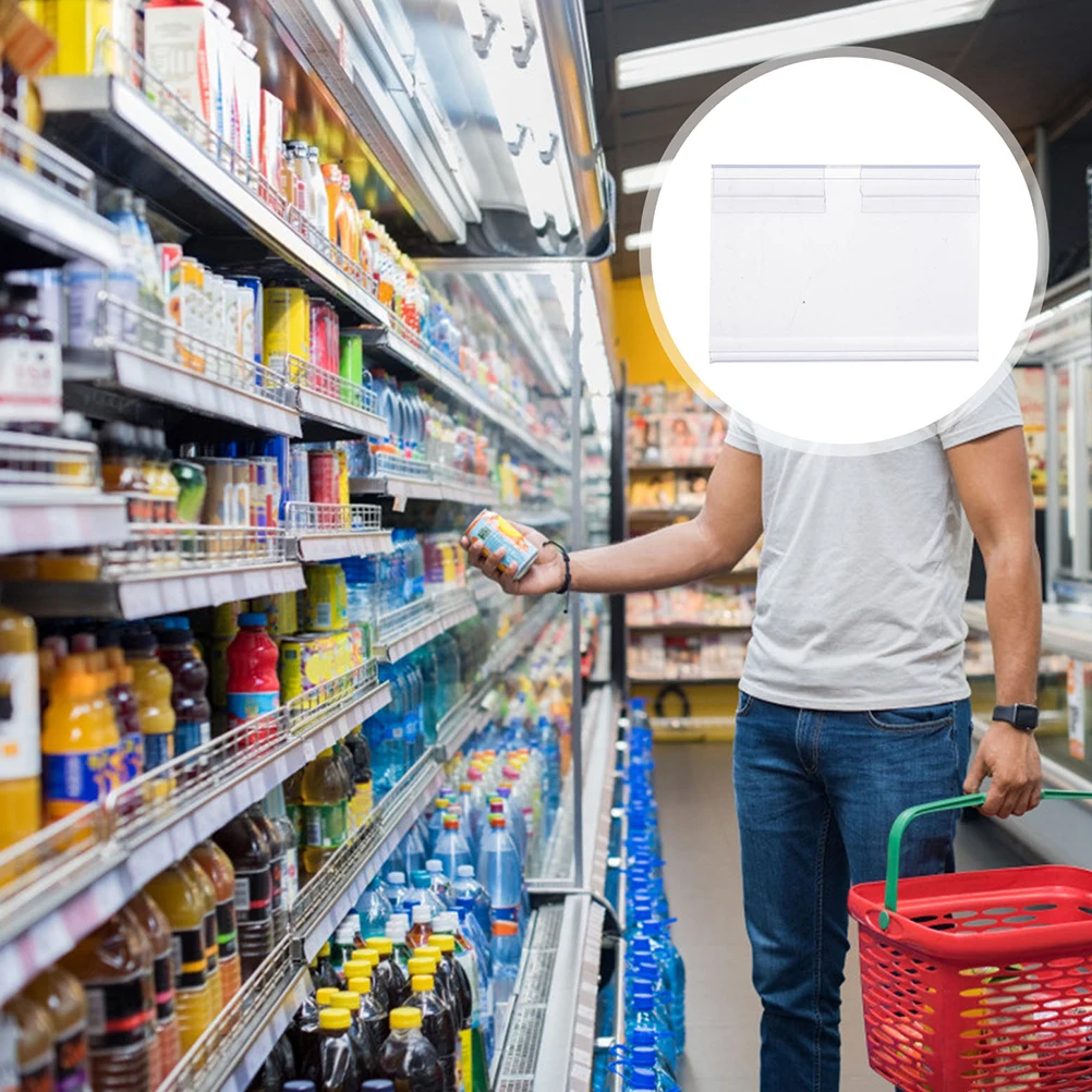 

50 Pcs PVC Transparent Label Holders for Shelves Supermarket Storage Bins Retail Price Tag Shelf Markers Clear Merchandise Tags