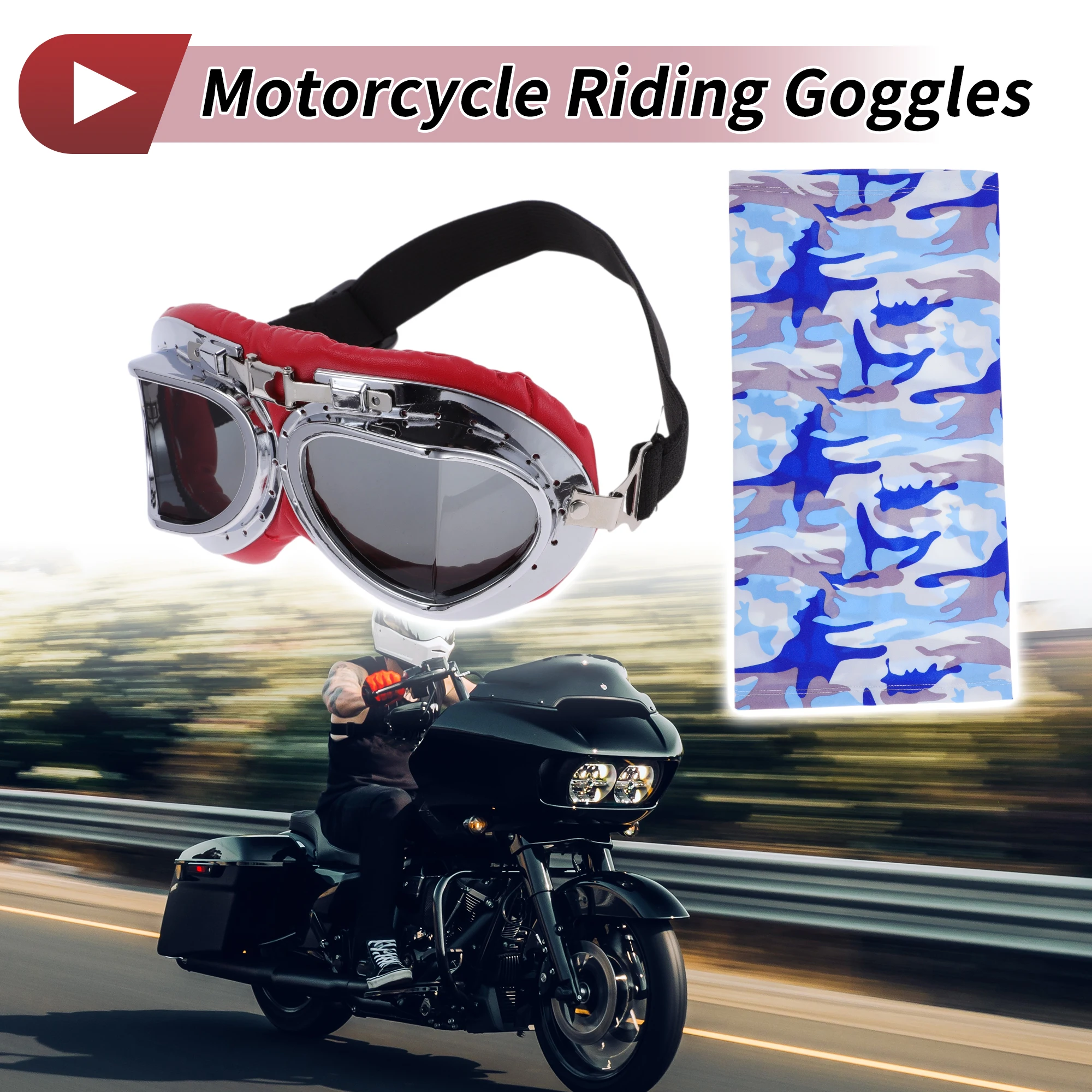 

X Autohaux 1 Set Motorcycle Riding Goggles Dark Gray Lens Red Frame PC Cycling Goggles