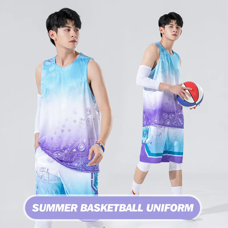 

Men Basketball Jersey Custom College Basketball Uniform Breathable Sleeveless Shirt Short Team Basketball Suit For Adult B306