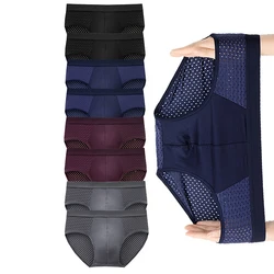 8pcs/set Men Underwear Male Thin Breathable Triangle Panties for Men's Ice Silk Briefs Mesh Sexy Soft Men Underpant