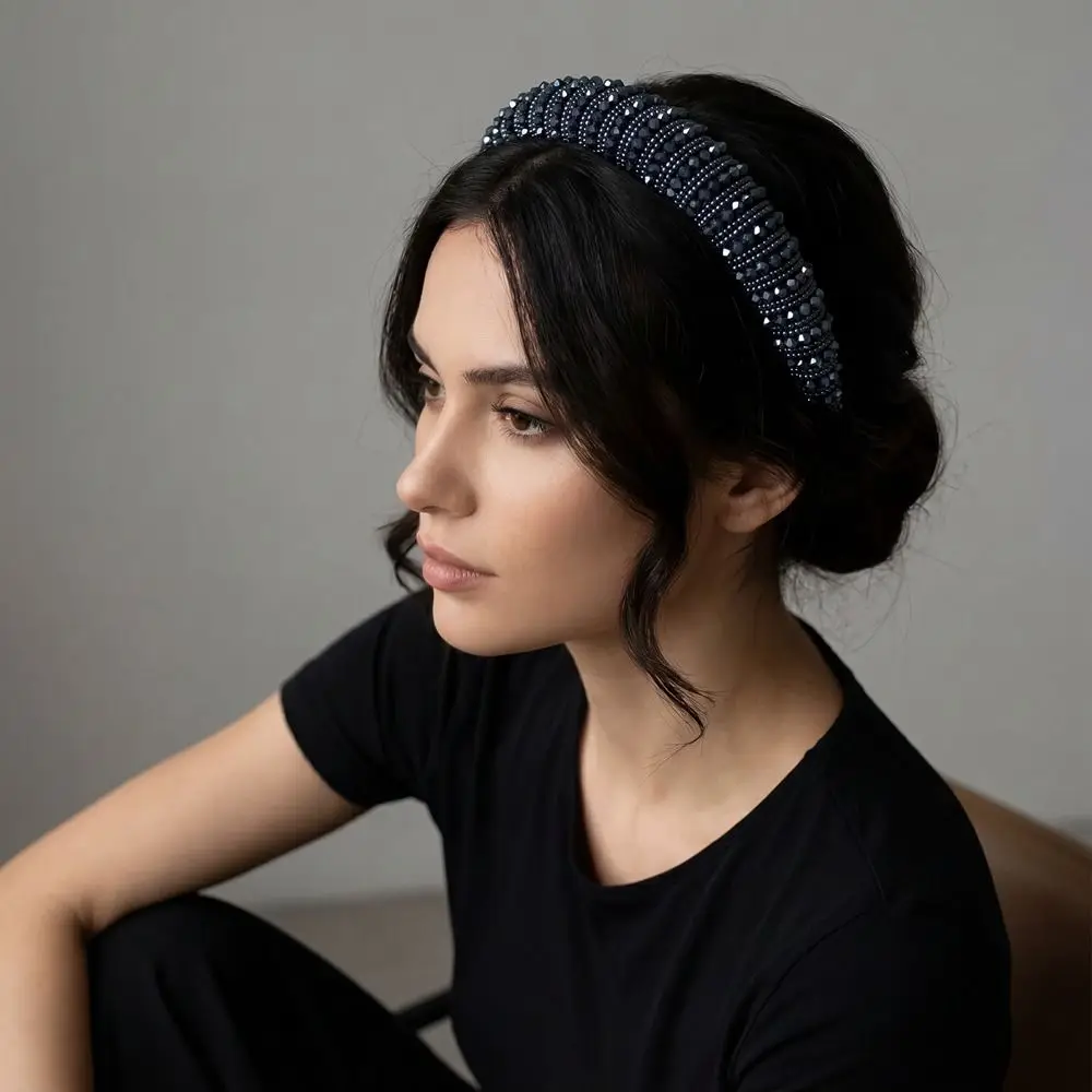 

Elegant Baroque Crystal Headband Beads Baroque Rhinestone Hair Hoop Solid Color Blingbling Vintage Hair Accessories Banquet