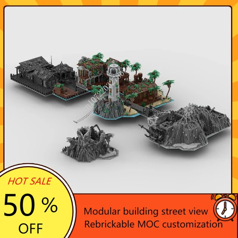 

22659 шт. пиратский остров Bay Riff Island модульный MOC креативный вид на улицу на заказ головоломка архитектурная модель игрушка в подарок