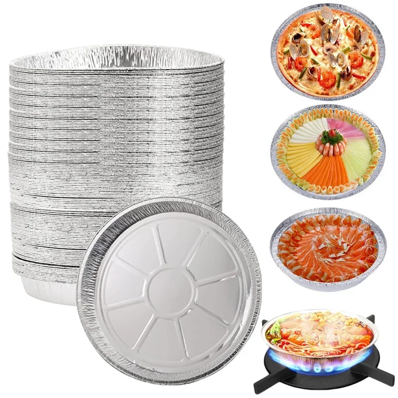 Disposable Aluminum Foil Tin Foil Disc No-sticky Oil-proof Tin Foil Board for BBQ Steamed Charcoal Grilled Rice Baking Supplies