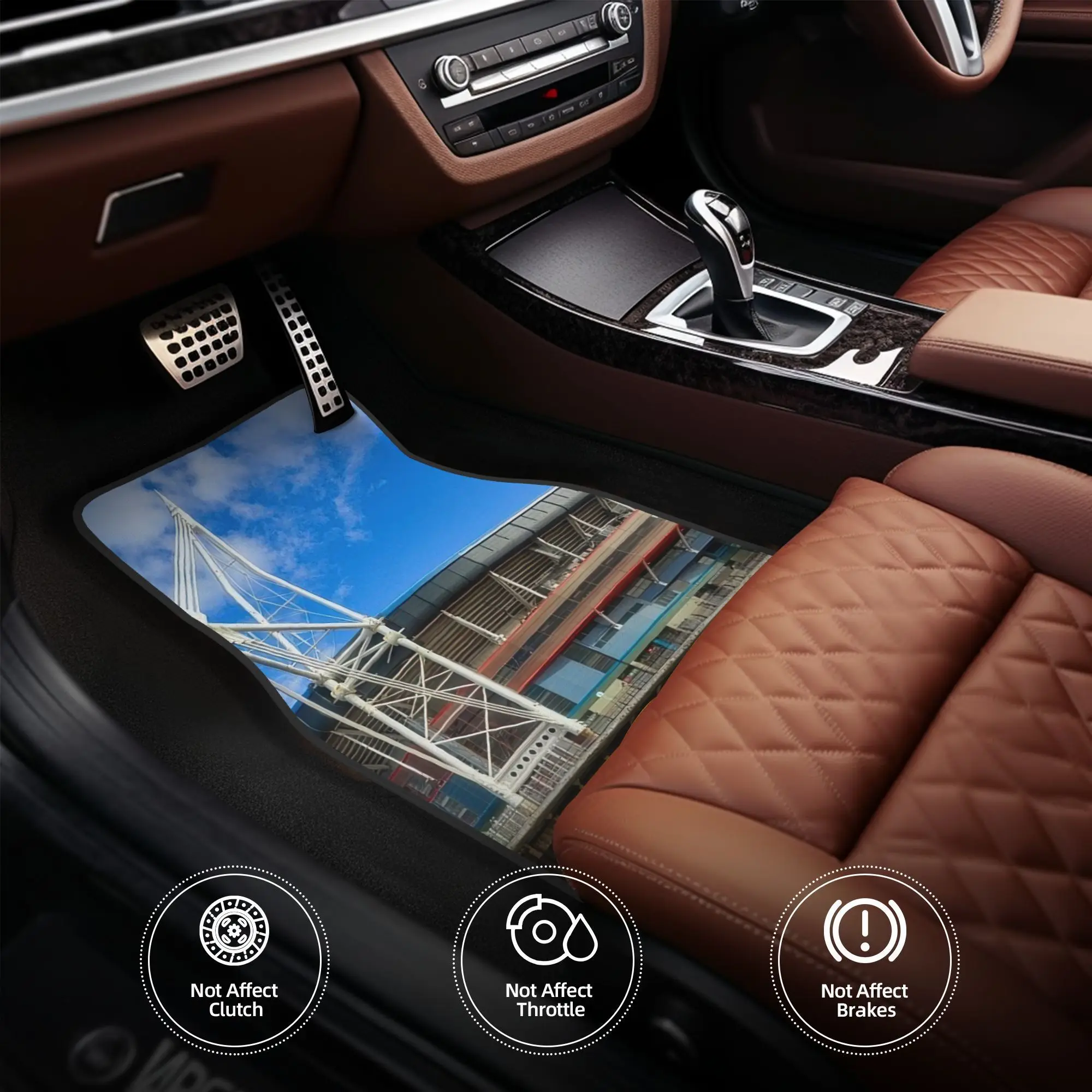 4pcs Principality Stadium, Cardiff, South Wales Car Floor Mats - Durable Polyester Fiber, Non-Slip Design, Ideal Gift For Sports