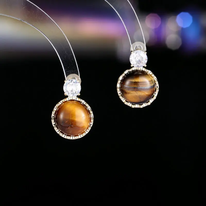 Simple and elegant earrings, exquisite and niche amber trendy women's earrings s925 silver needle round pearl stud earrings